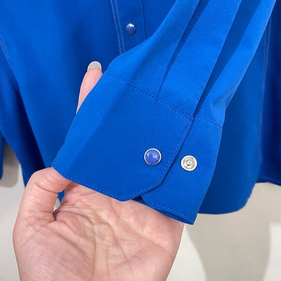 Mojo Sportswear Co Fishing Shirt Men's Medium Blue Pearl Snap Vented Quick Dry - Picture 8 of 13